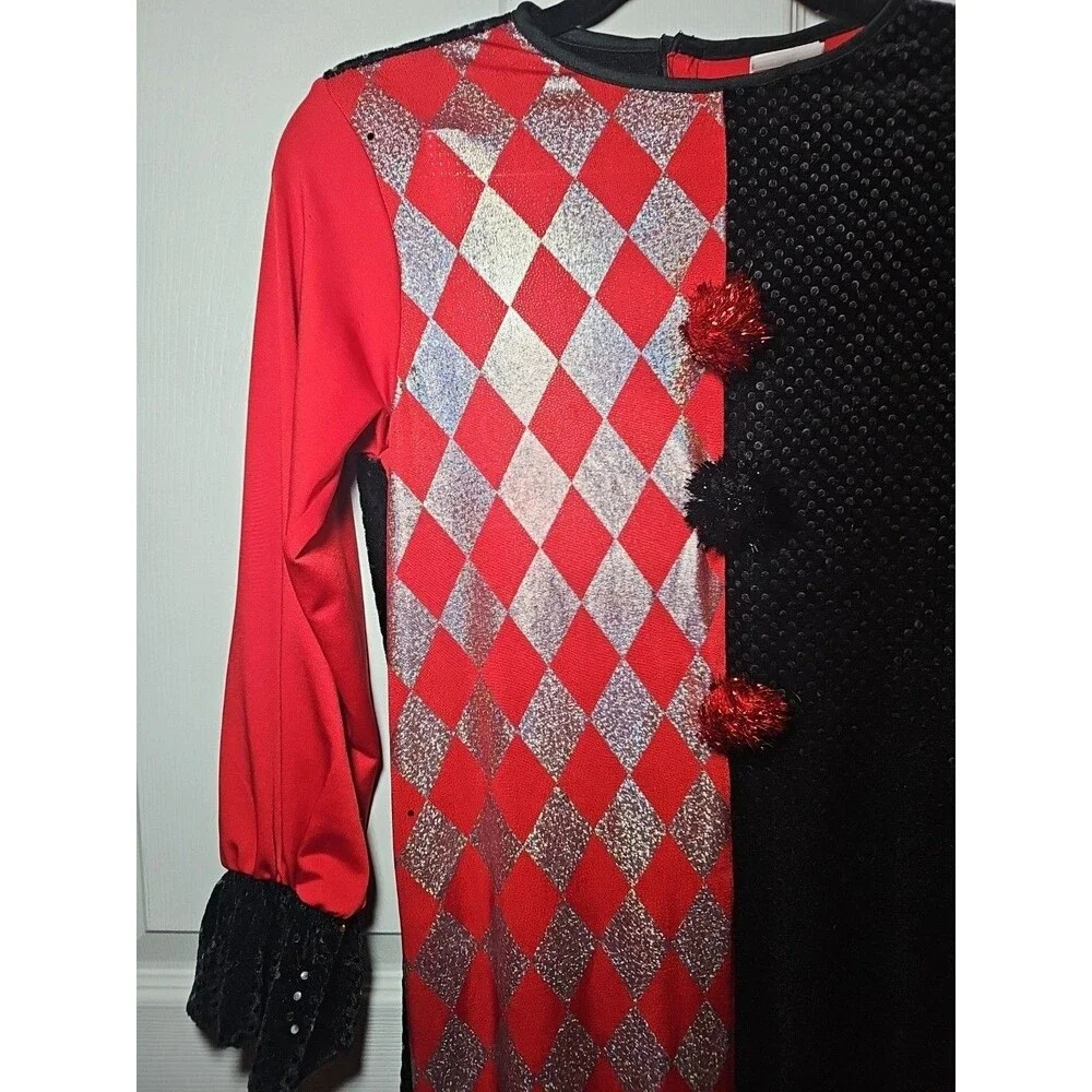 Black Red Clown Halloween Girls Large Costume Spirit - Picture 2 of 8